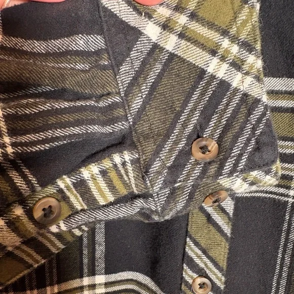 Natural Reflections Black and Olive Plaid Shirt - Picture 5 of 7